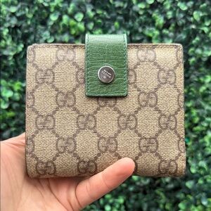 Gucci Beige/Brown and Green Wallet With Dustbag and Box